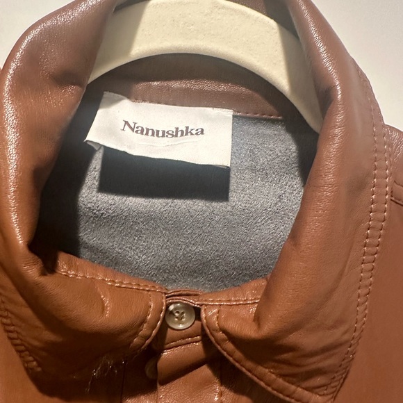 Nanuska Vegan Leather Brown Men’s Shirt Size Large - Picture 8 of 8